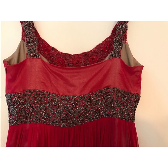 Adrianna Papell Cocktail Red Silk Dress Sz 6 - Picture 4 of 8